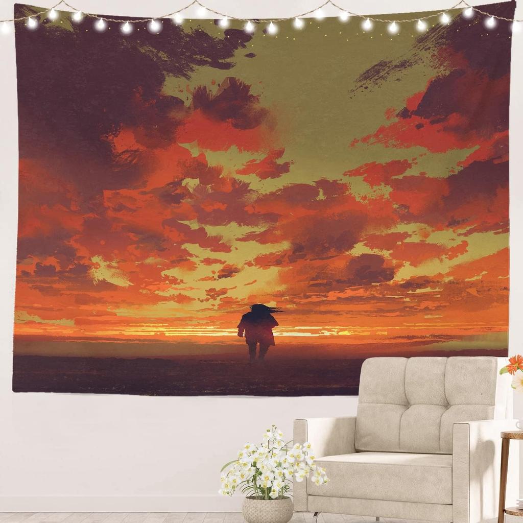 Rosa Kirschblüten Chinesische Landschaftsmalerei China Blüte Picknickmatte Hippie Trippy Wandteppich Wandkunst Dekor für Schlafzimmer Wohnzimmer