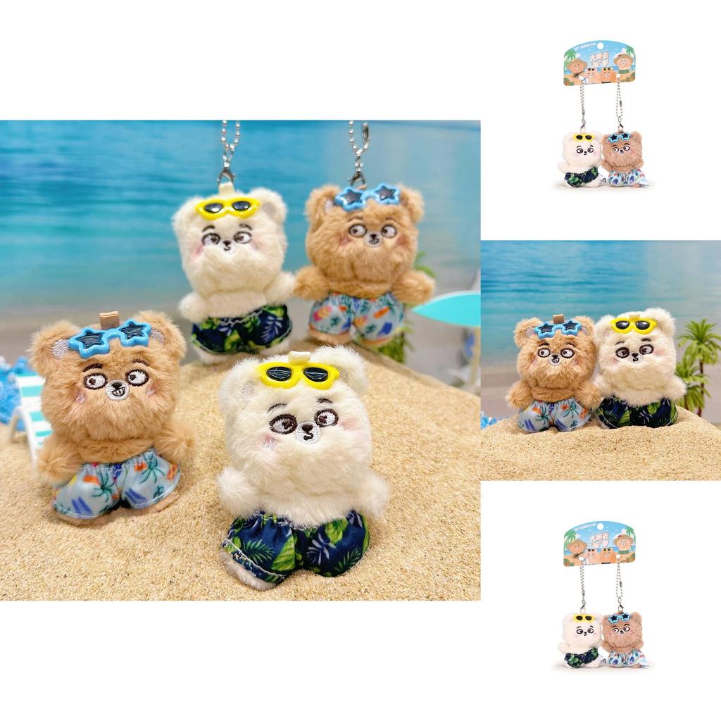 Bear Go Sea Plush Keychain Pair With Beach Pants Design For Students And Gift Giving