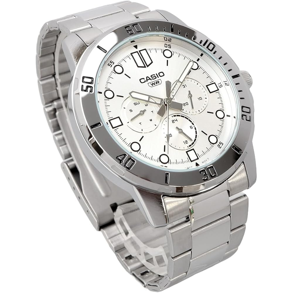 Casio Standard Quartz Men's Watch MTP-VD300D-7E Silver Metal Band 24-Hour Display International Model