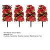 Outdoor Christmas Decorations 22" Artificial Poinsettia Flowers with Ground Spikes, Red Floral Stakes, Waterproof Winter Porch Decor PVC Simulation