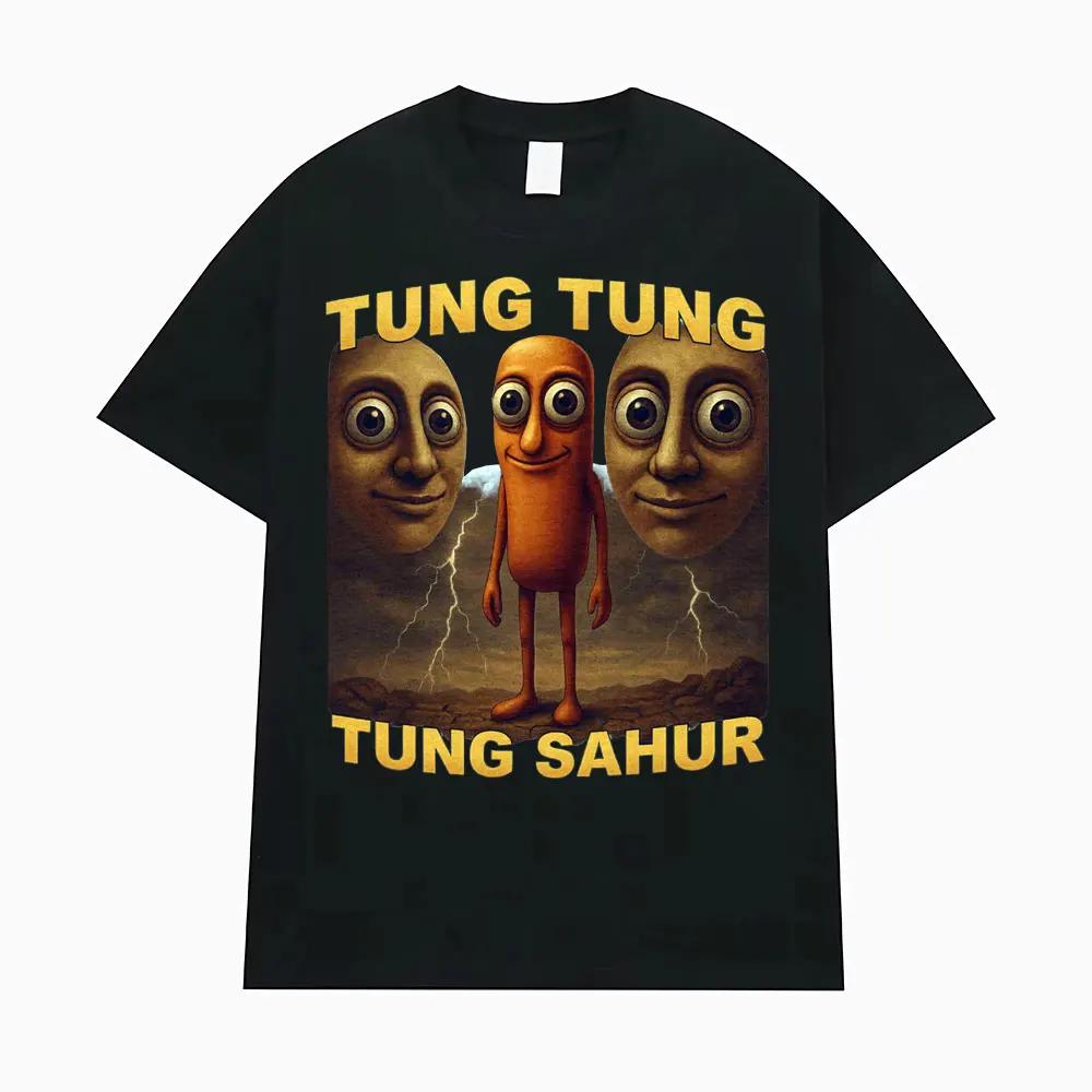 Tung Tung Sahur Fun Baseball Bat Stem 100% Cotton T-shirt Men's Clothing Fashion Humor Style T-shirt Summer Top T-shirt