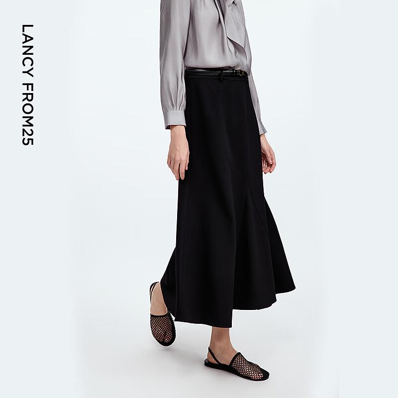 Elegant Black Fishtail Midi Skirt