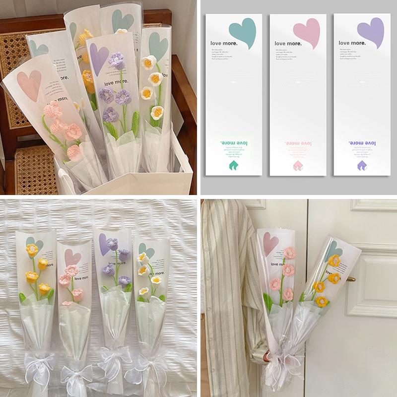 5/10pcs Flower Wrapping Bags Transparent Flower Packaging Gift Packing Bags with Handle Wedding Birthday Candy Flowers Box Decor