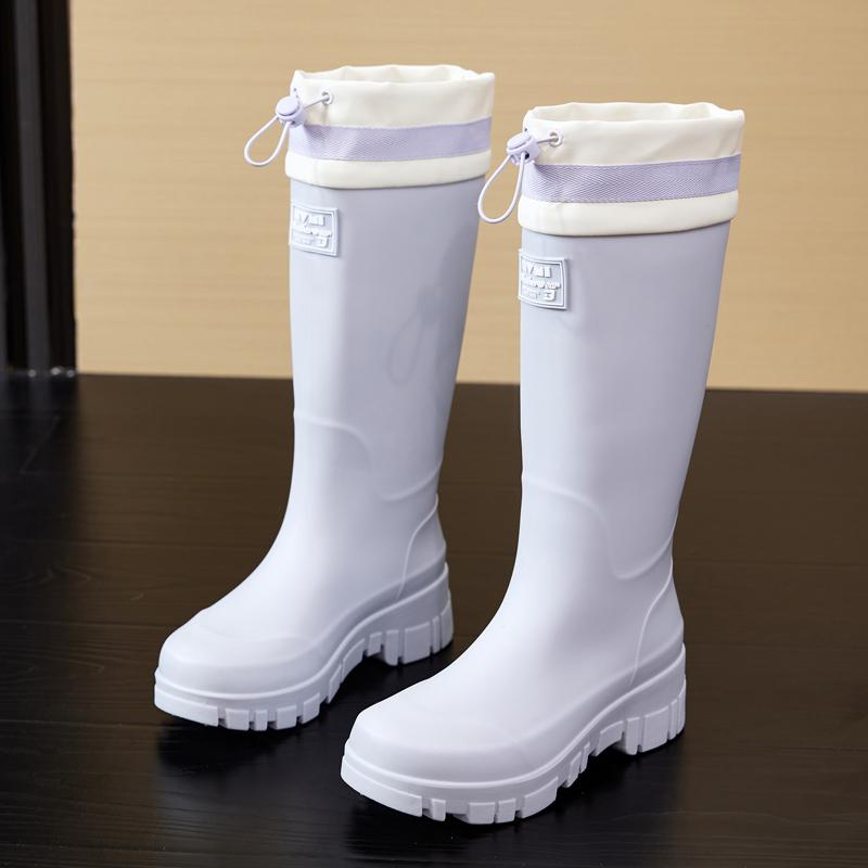 

Женские уличные резиновые сапоги на толстой подошве с манжетами: Водонепроницаемая обувь с высоким голенищем для кемпинга, поиска на пляже и рыбалки 37 серый