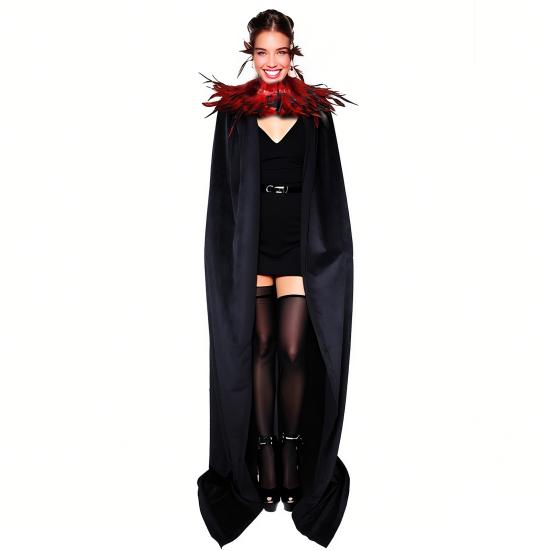 Halloween Shawl Velvet Fabric Demon Angel Costume Cloak Easy Strap Faux Feather Collar Halloween Cosplay Cloak