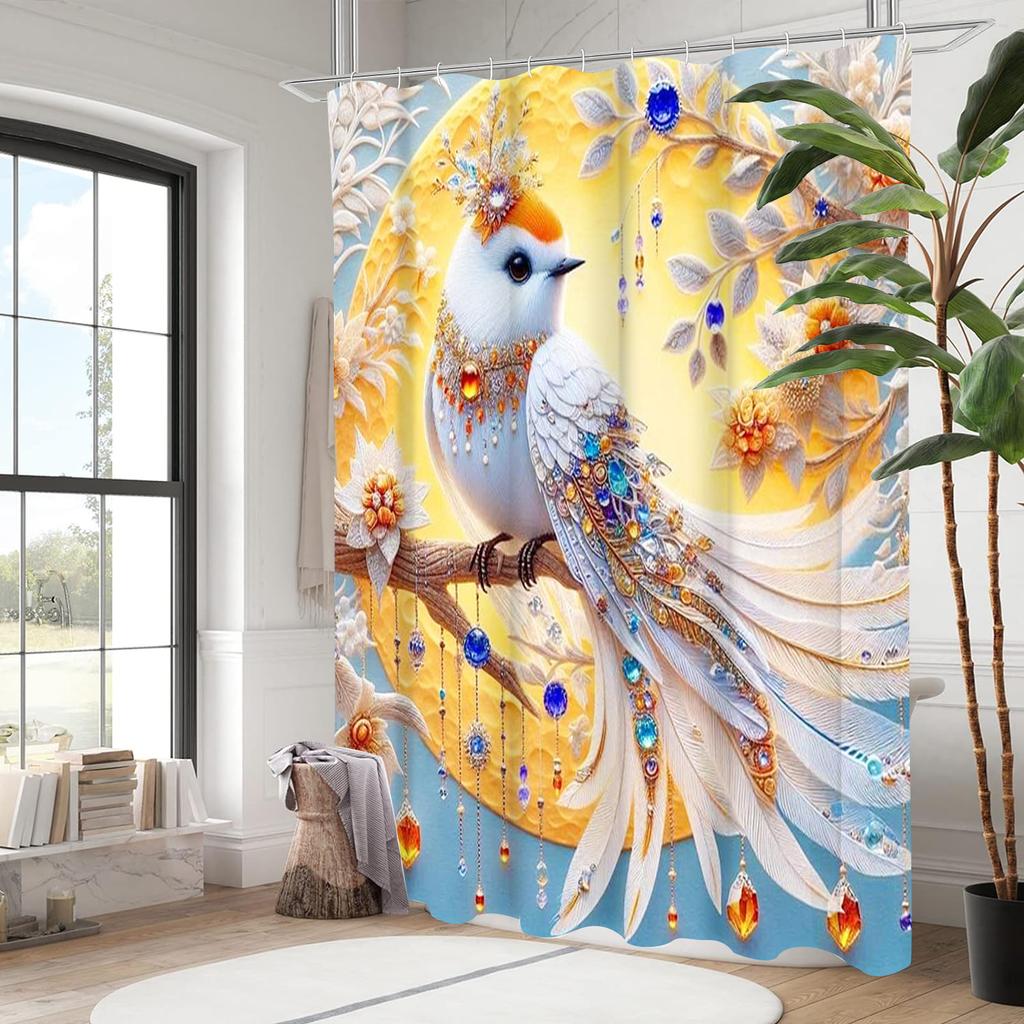 Animals With Floral Birds Pattern Pastoralism Style Bathroom Shower Curtain With 12  Hooks Home Bathroom Decor and Accessories