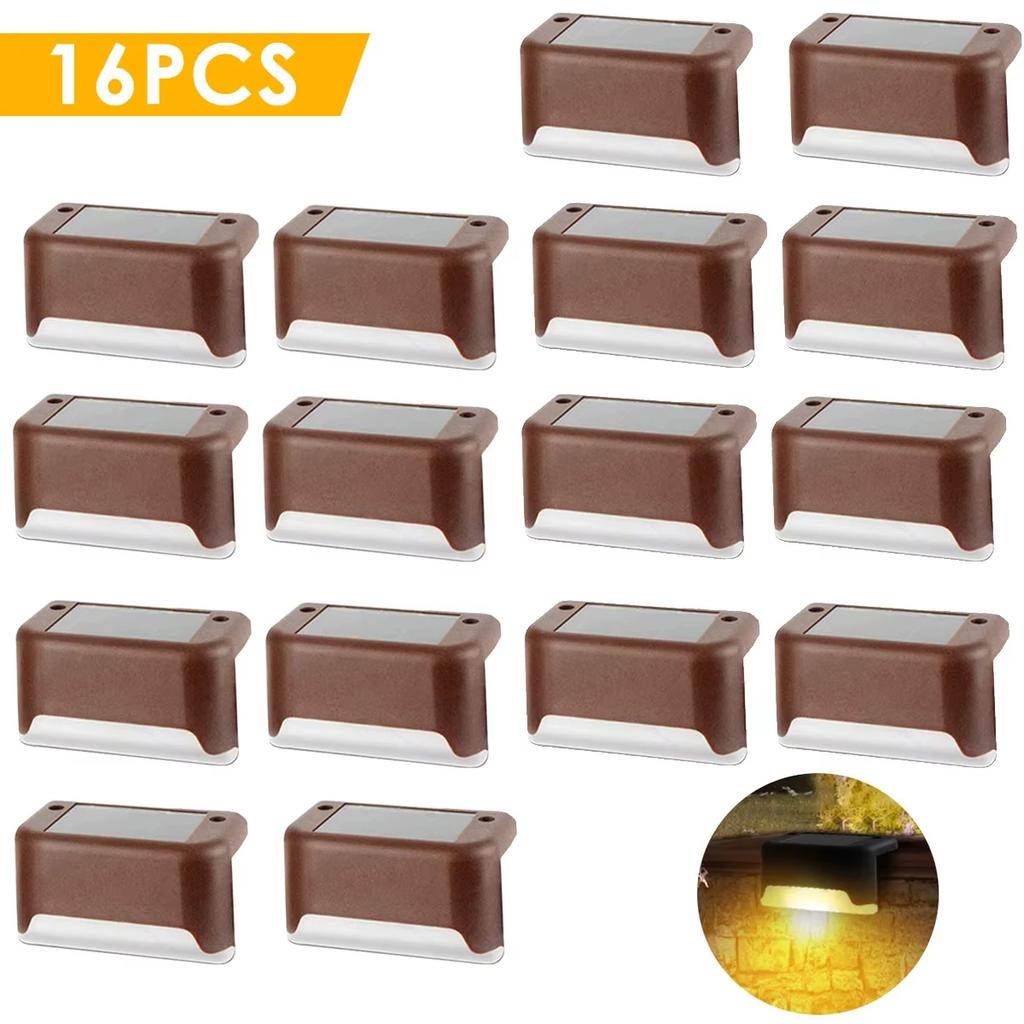 4–16PCS Solar LED Step Lights Waterproof Stair Fence Deck Railing Lamps for Outdoor Patio Yard Pathway Garden Night Decoration