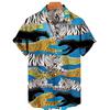 Men's Hawaiian Shirts 3D Cute Cat Print Short Sleeved Shirt Lapel Fashionable Casual Harajuku Cartoon New Clothing