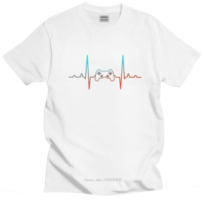 Electronic Games Heartbeat T Shirt Unisex Cotton Tshirt Graphic Tees Short Sleeves Game Controller Tshirts Fitted Clothing Merch