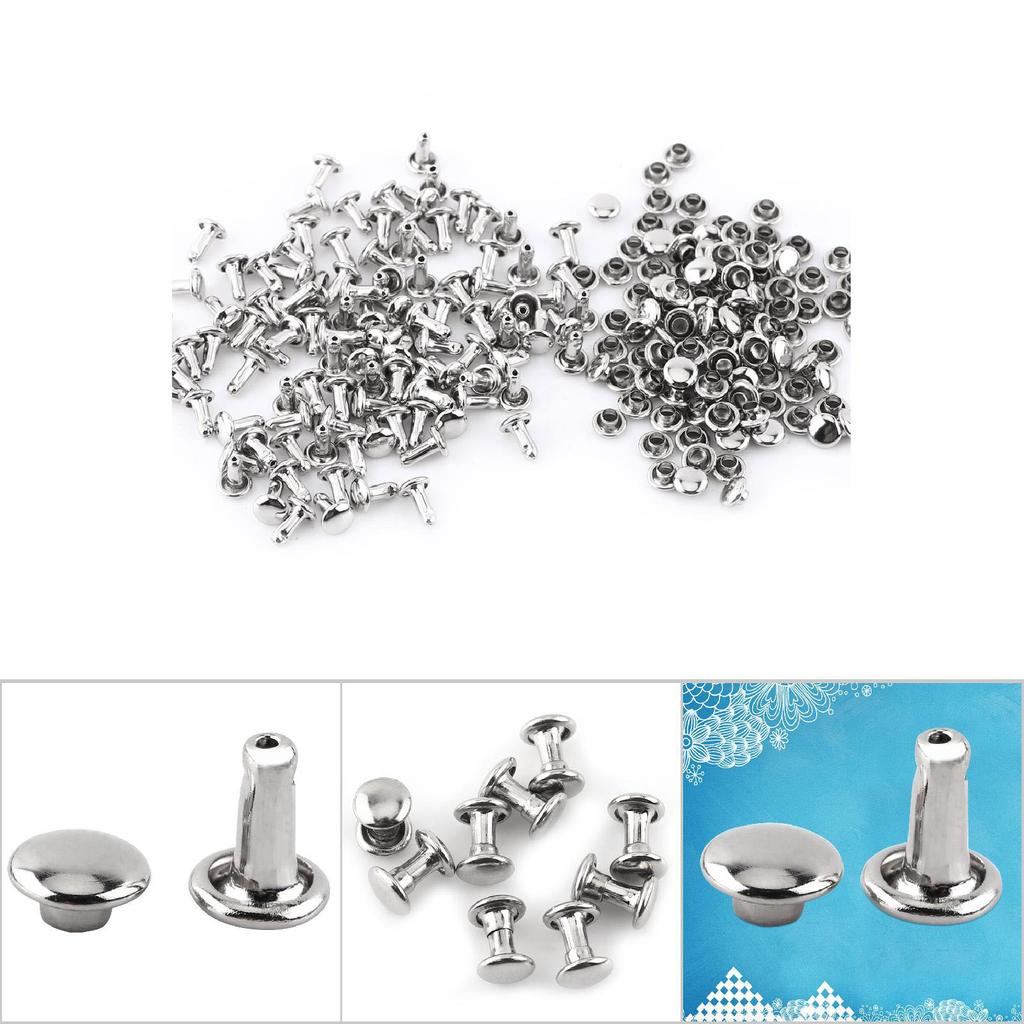 100pcs Double   Rivet Tubular Metal Leather Craft Repairs Studs Decoration