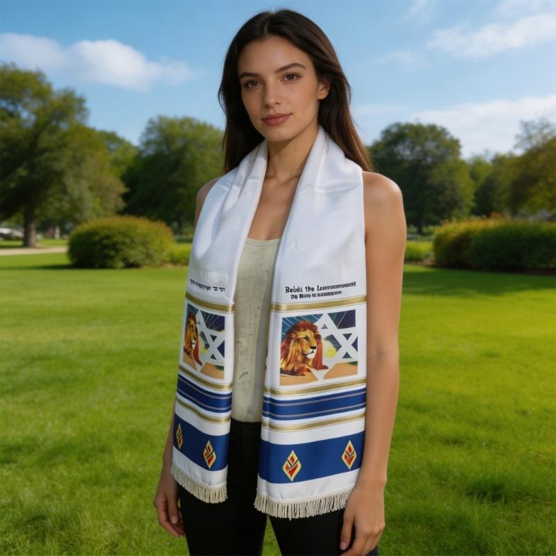 Sciarpa Giudaica Tradizionale Lunga 160cm Tessuto Leggero in Poliestere Sciarpa Tallit Per la Preghiera e l'Uso Quotidiano