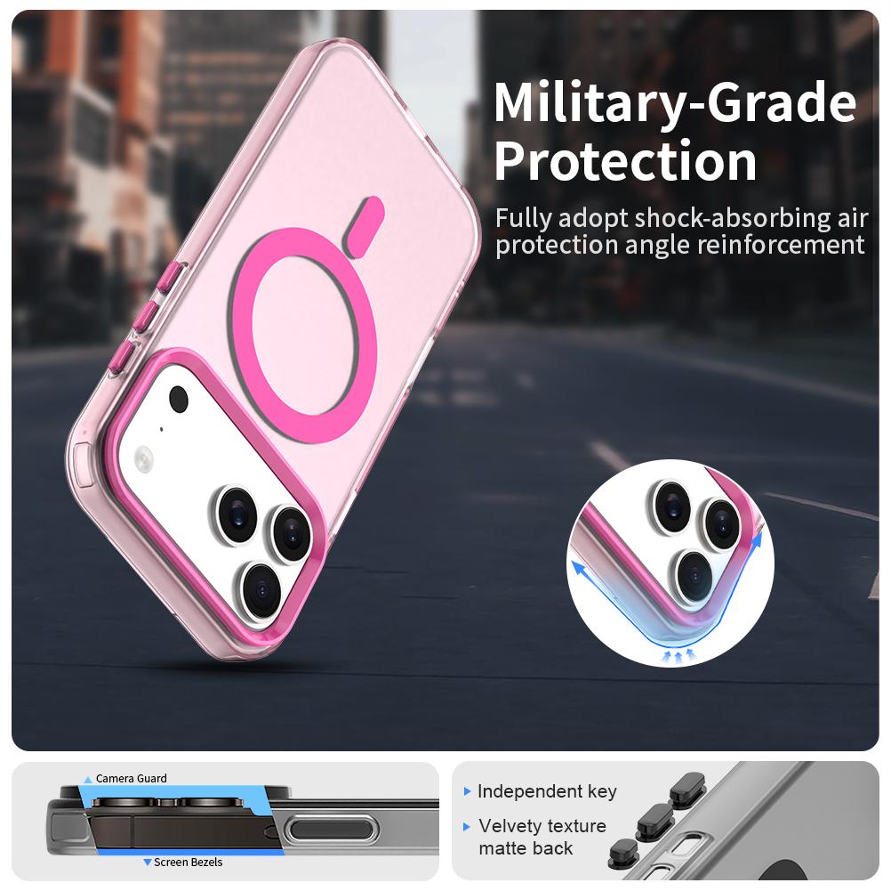 Matt Genomskinligt För Magsafe Trådlös Laddning Fodral för iPhone 17 Air 16 15 14 Plus 13 12 Pro Max Militär Stötsäkert Godisfärg Fodral