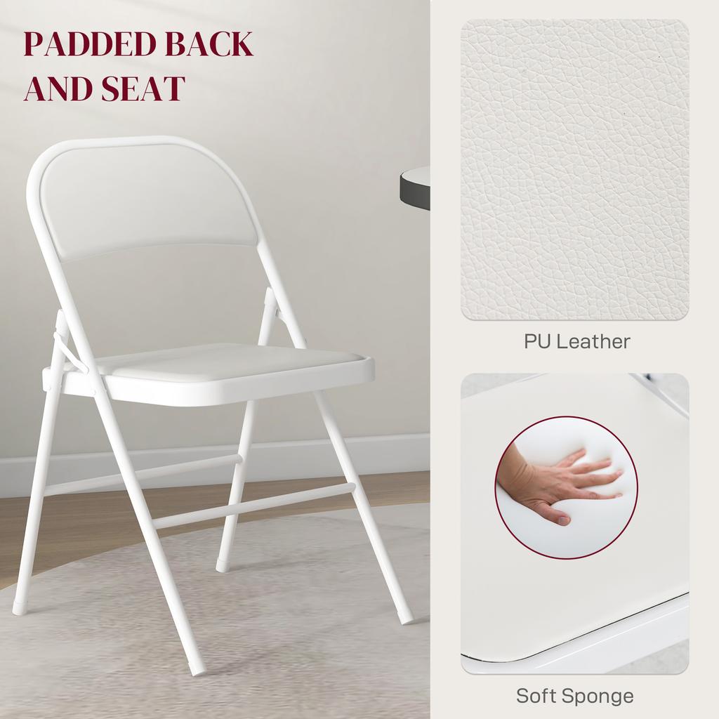 Set of Two Cushioned Folding Chairs - White