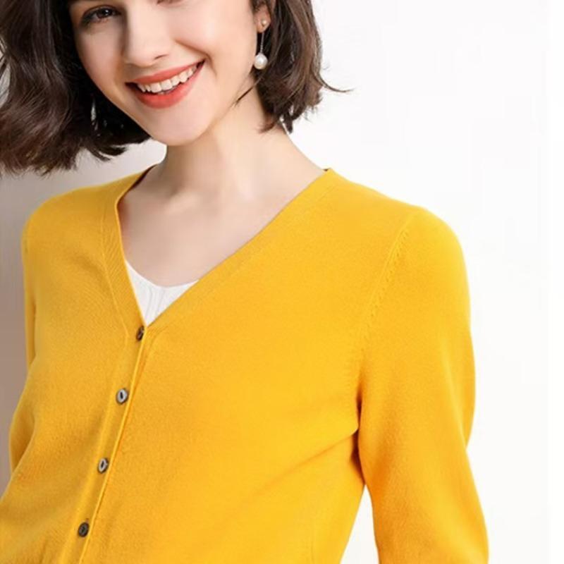 

Осень Зима V-образный вырез Однотонный Кардиган Вязаный Топ Женский Повседневный Модный Универсальный Пальто Верхняя одежда Топ 2XL имбирный