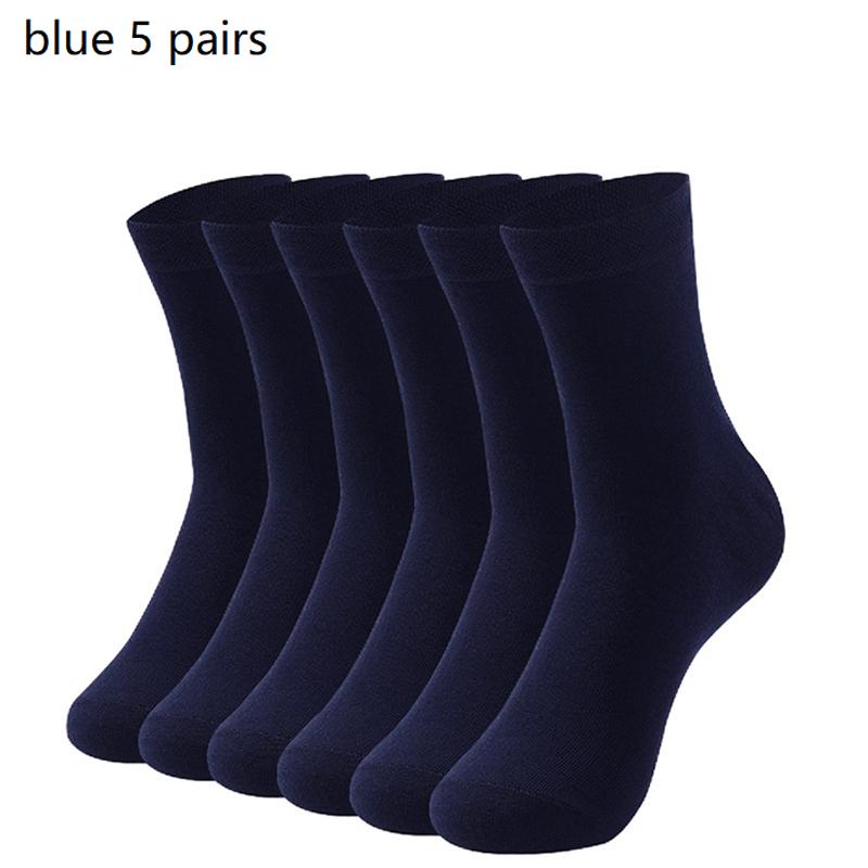 Men's 5 Pairs Mid-Calf Socks All-Season Soft Cotton Business Breathable Moisture-Wicking Solid Color Comfortable Premium Quality