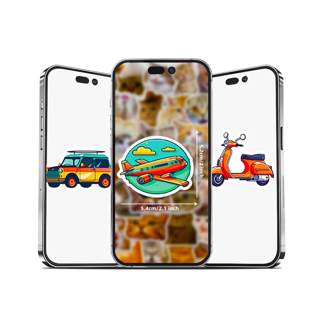 50 Children's DIY Sticker Bag Cartoon Transportation Waterproof Sticker Doodle Creative Sticker Bag