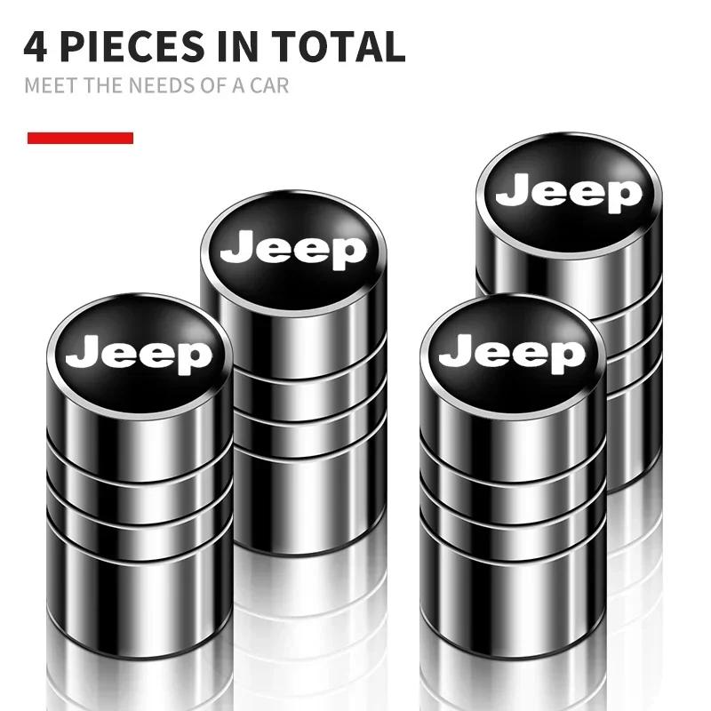 4 PCS Metal Car Tire Valve Cover Valve Stem Box Cover for Jeep JPB Renegade Wrangler Jk Compass Grand Cherokee Gladiator