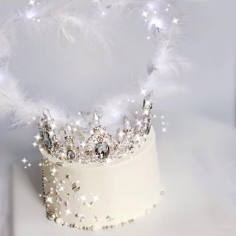 Silver Alloy Crown Cake Topper Imitation Crystal Crown Baking Cake Decoration Silver Alloy Crown Cake Topper Imitation Crystal Crown Baking Cake Decoration