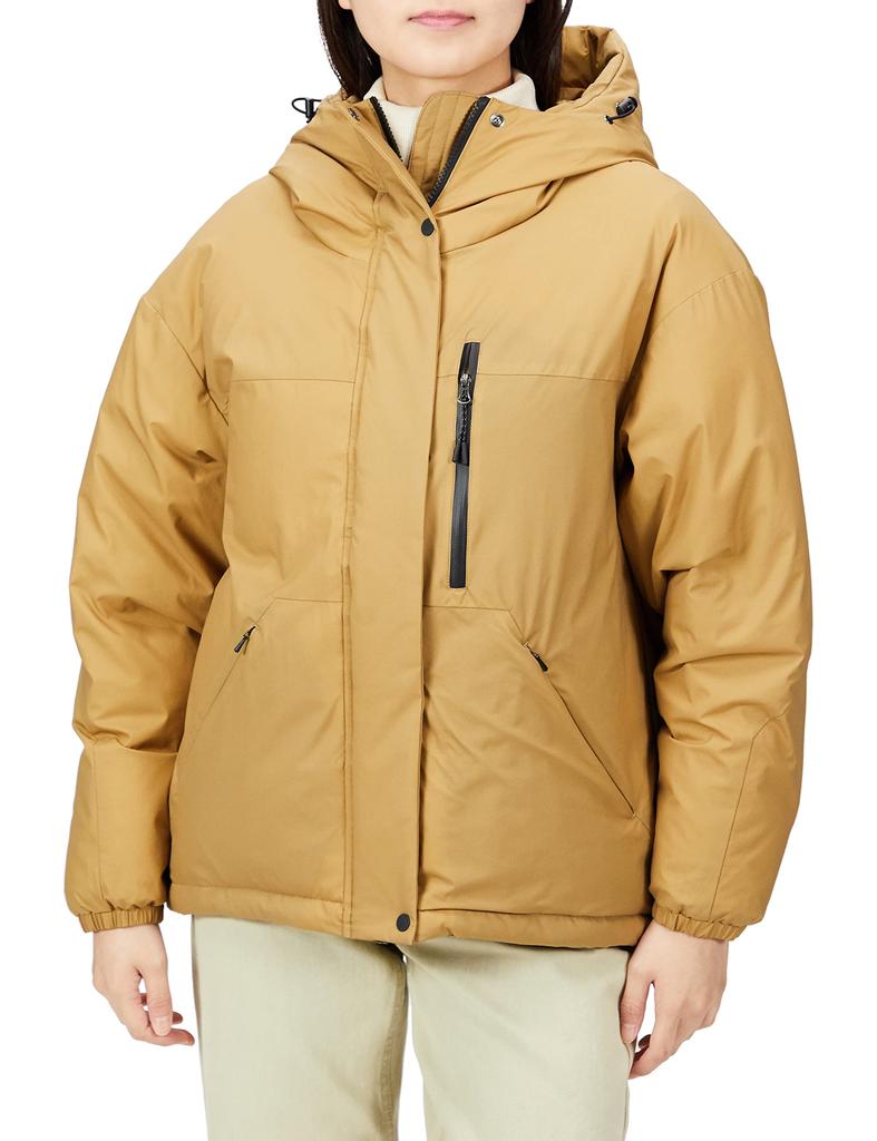 Mizuno INFINIUM Down and Dijon Size L Women's GORE-TEX Jacket, Moisture-Wicking, Heat-Retaining, Water-Repellent, Brown, (B2ME2703)