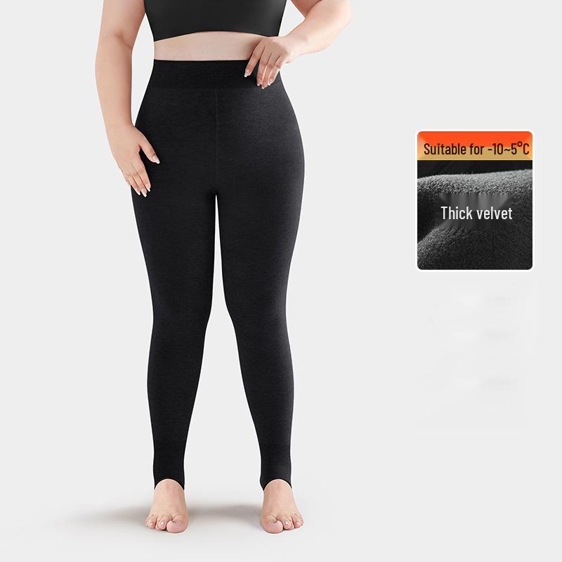 Warm Seamless High-Waisted Footed Leggings for Plus Size Women and Girls - Non-Slip Autumn/Winter