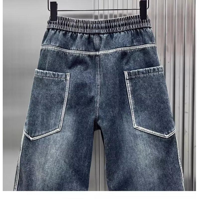 New 2026 thickened men's jeans, loose straight casual wide-leg pants
