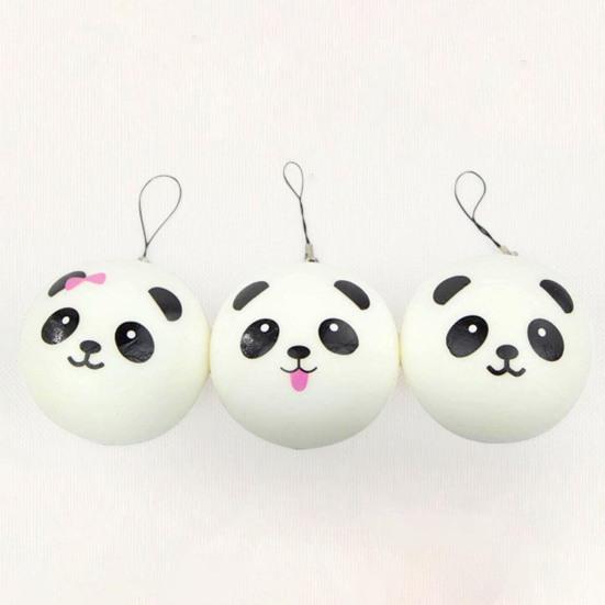 Plush Key Pendant Ultra Soft Anti-fall Adorable Slow Rebound Panda Buns Bag Strap Pendant for Anniversary Gift