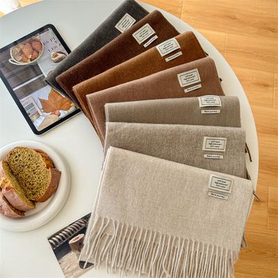 Cashmere Hand Feel Autumn And Winter Solid Color Scarf Women'S Thick Tassel Simple And Versatile Soft And Warm Imitation Cashmere Shawl