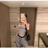 #New American Retro Design Sense Letter Sling Vest with Chest Pad Sexy Babes Slim and Thin All-match