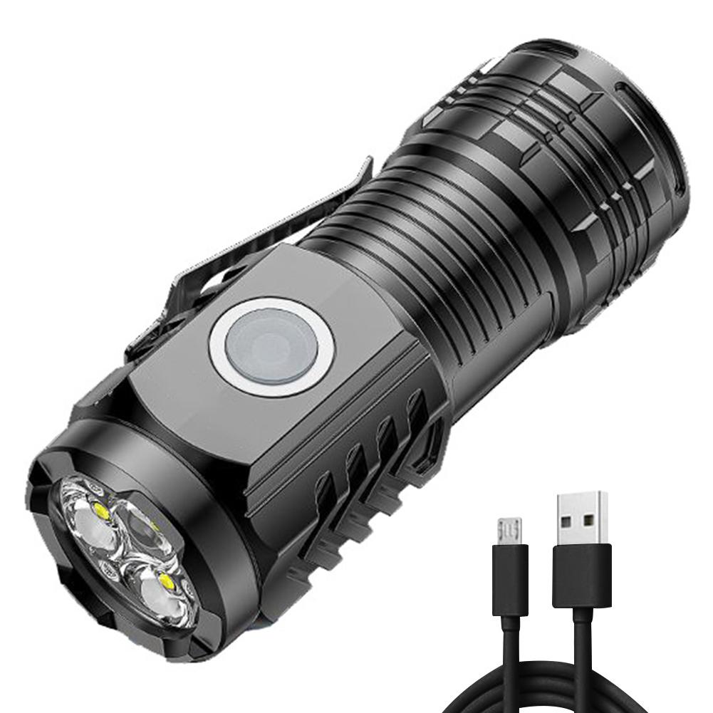 3 LED Compact Camping Torch Type C/Micro USB Charging Portable Flashlight Multifunction Flashlight for Outdoor Fishing Emergency