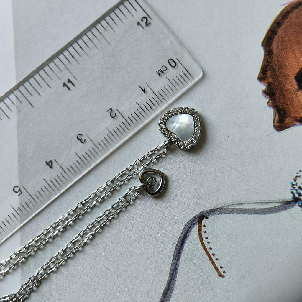 Silver Necklace with Natural Mother-of-pearl, Cubic Zirconia, Item Weight 3.88 G (2184669)