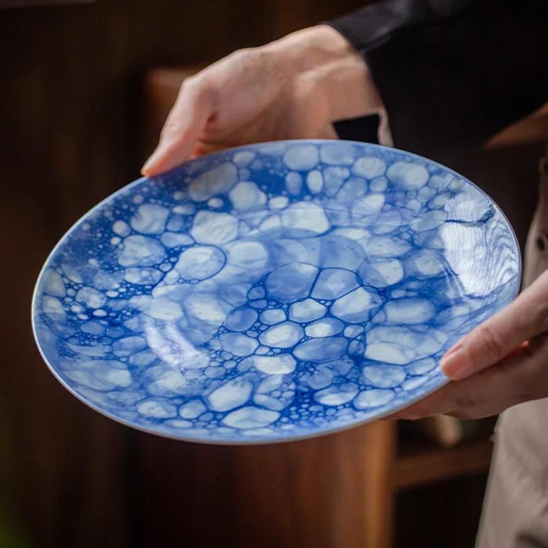 Chinese Style Circular Dining Plates Light Luxury Restaurant Steak Plate Delicious Dishes Flat Plate Unique Household Tableware