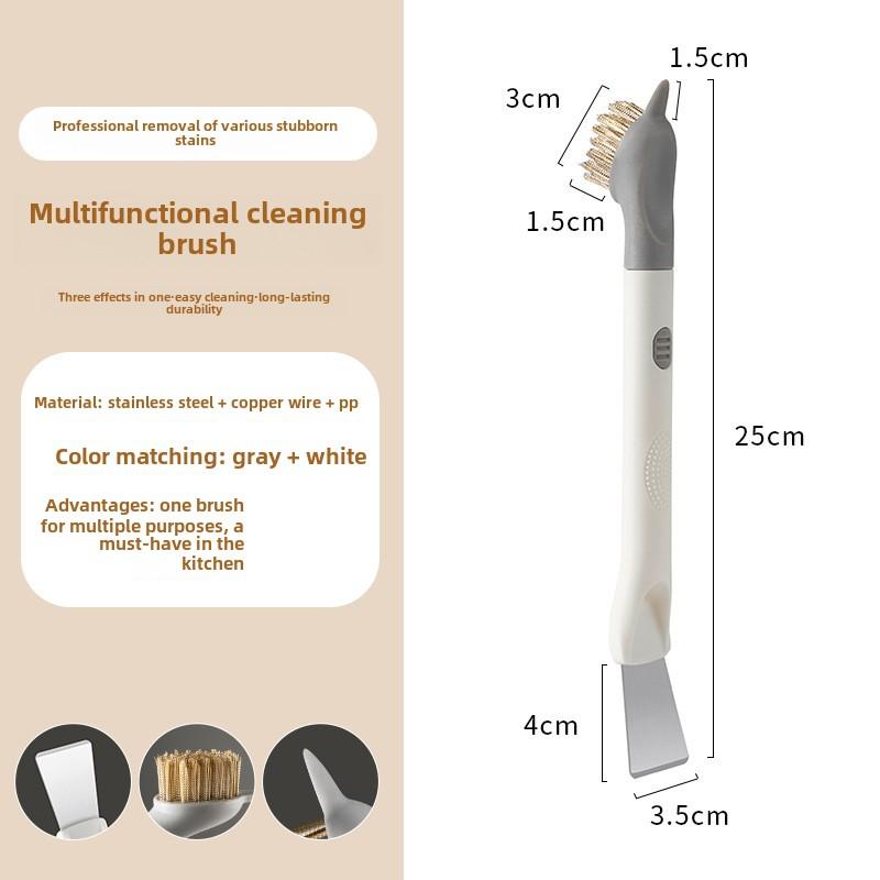 

Многофункциональный набор щеток для чистки кухни: щетка для плиты, сковороды и щелей со скребком серый белый