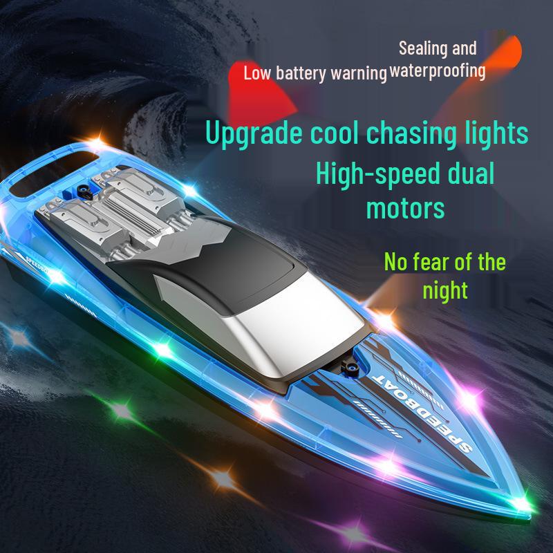 2.4G Dual Motor High-Speed Remote Control Speedboat with Lights for Kids