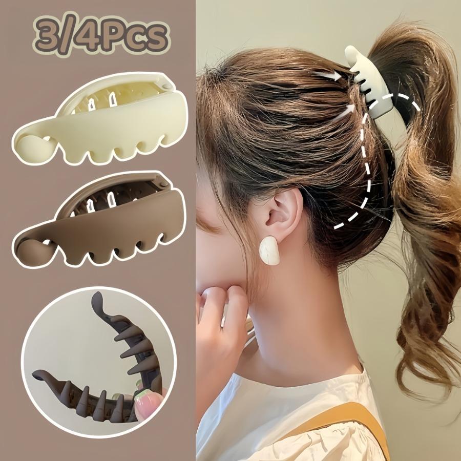 3/4pcs Curved Ponytail Hair Clip Set Matte Plastic Women'S Styling Hairpins Easy-To-Use Additions for Daily Commute