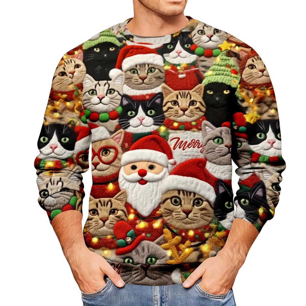 Weihnachtsdruck Lockerer Herren-Hoodie