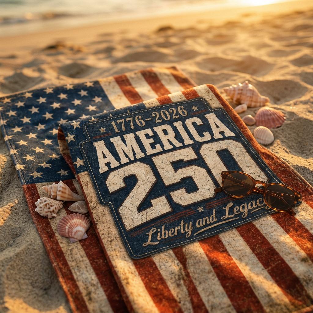 Us America 250Th Beach Towel, Vintage American Flag Print, Absorbent Quick Dry Patriotic Towel For Beach, Pool, Independence D