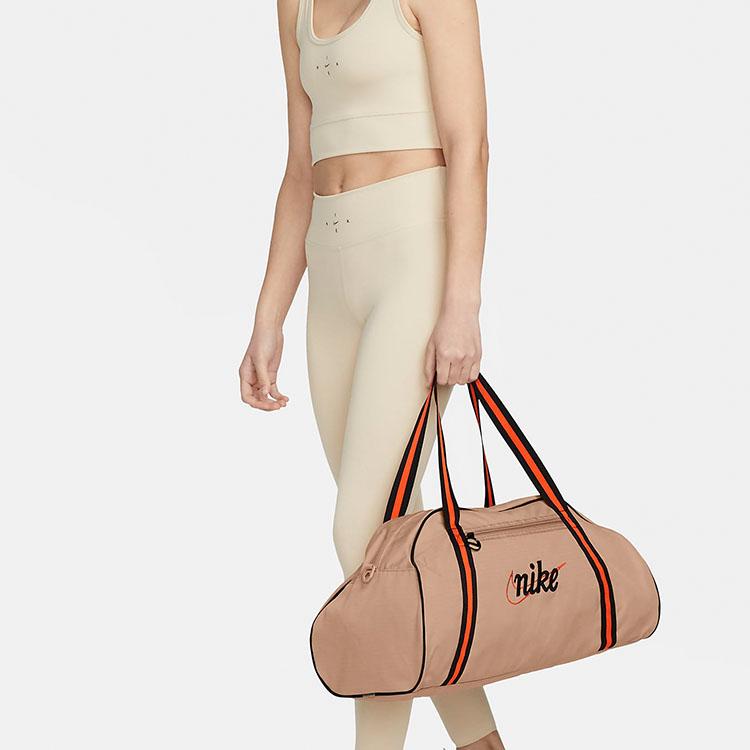 New Nike Fabric Luggage Bag, One Shoulder Portable Training Gym Bag Unisex Linen Yellow DH6863-200