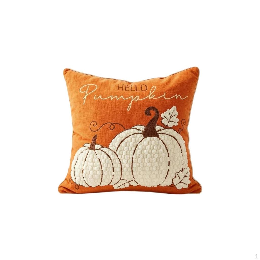 Pumpkin Pillow Cover Textured Embroidered Pillowcase Thanksgiving