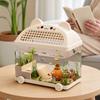 CatShaped Pet Enclosure Ventilated Transparent tank with Wheels Enclosed Raised