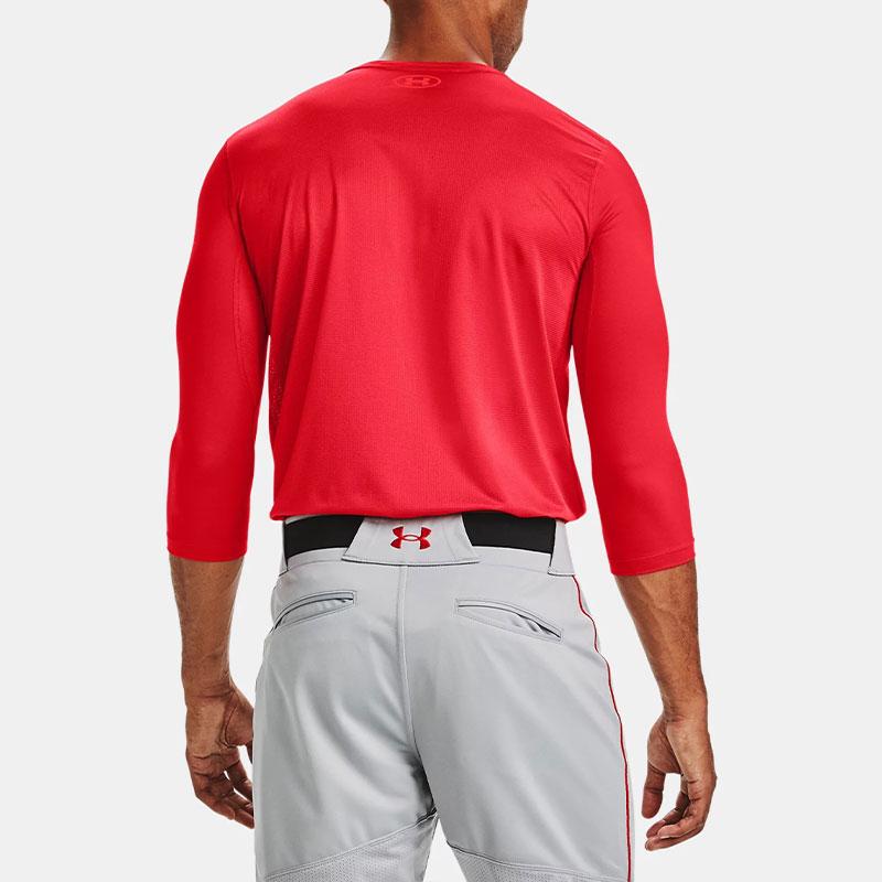 Under Armour Solid Color Moisture-Wicking Breathable Crew Neck Three-Quarter Sleeve T-Shirt Men tops Red 1356800-600