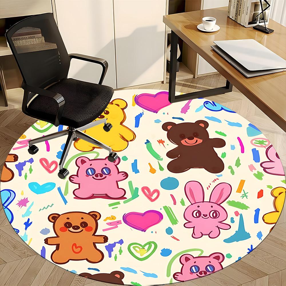 1pc Cute Bears Chair Carpet for Office, Perfect for Office, Holiday Party Decoration Choice Yy260314051