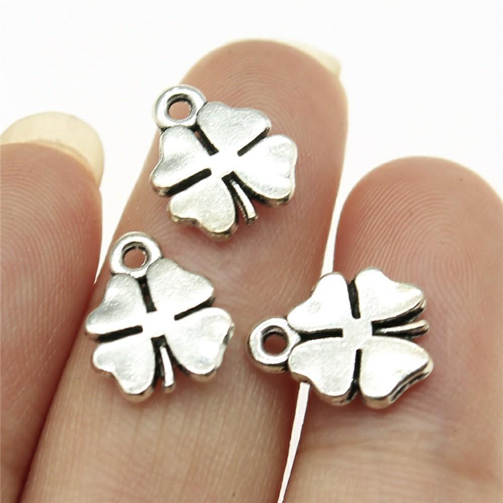 20pcs Clover Pendant Charms Antique Silver Color Lucky Clover Charms Jewelry DIY Clover Lucky Charms For Bracelet Making