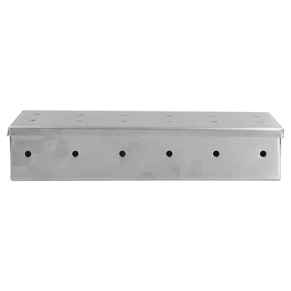 Silver Grill Accessory Rectangular Pellet Smoke Box Smoker Tube Barbecue Accessory Charcoal Grill