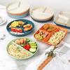 Divided Dish In Three Diet Reusable Round Dinner Plate Kitchen Dinnerware Portion Plate for Adults 3 Compartments Microwave Safe