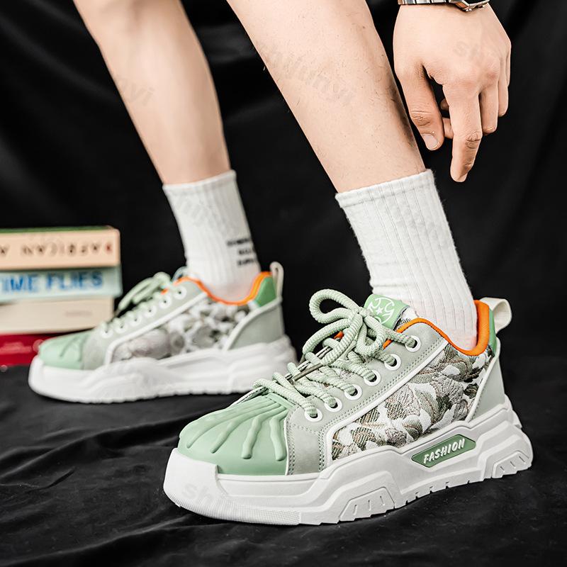 Fashion 2025 Spring New Men's Breathable Cloth Surface Height Increasing Shoes Fashion Trendy Versatile Casual Low Top Chunky sneakers