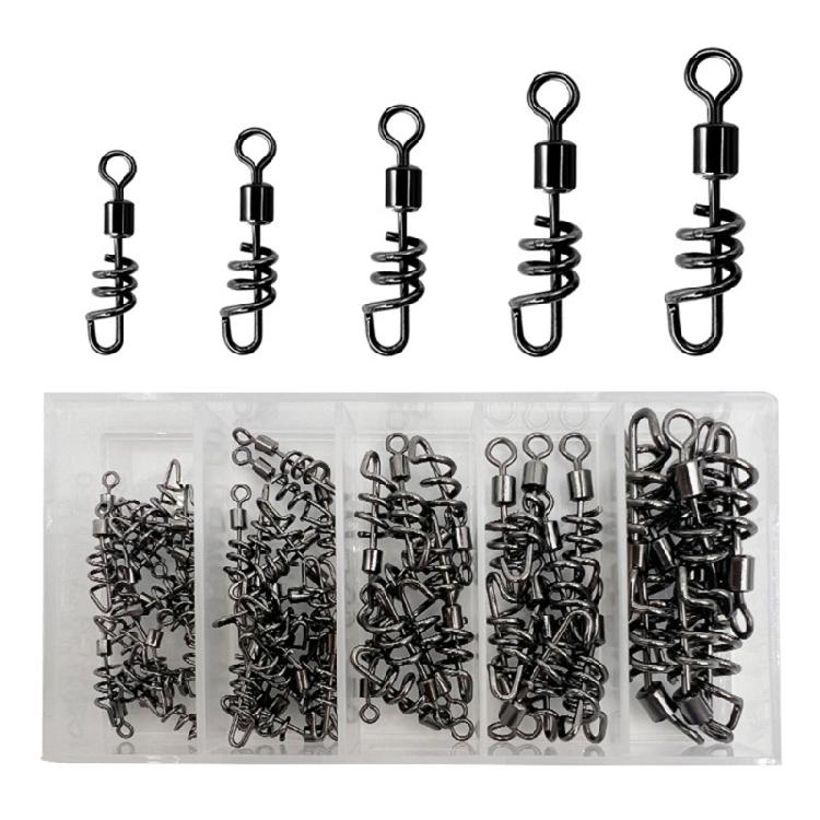 Fishing Line Connector Fishing Swivels for Saltwater Freshwater Barrels Swivels Corkscrew Snap Swivels Fishing Tackle 1
