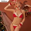 Red Christmas Bunny Girl Lingerie Set - 3-Piece Sexy Cosplay Uniform