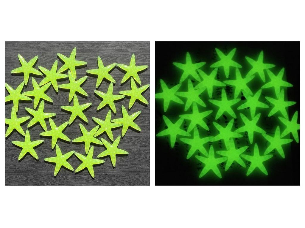 4cm Colorful Luminous Plastic Starfish for Aquarium Landscaping, 2.7g Fluorescent Marine Decor Stone