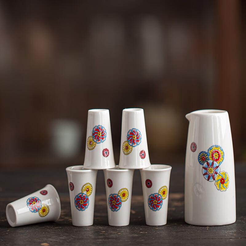 Cloud White Ceramic Baijiu Set (1 Pot, 6 Cups)