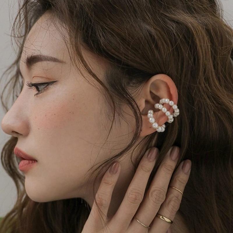 Pearl Ear Cuff Clip Earrings Non-Piercing Bone C-Shaped Ear Ring Without Puncture Minimalist Earrings For Women Fashion Jewelry
